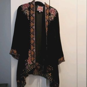 Johnny Was Joanna Velvet Draped Cardigan